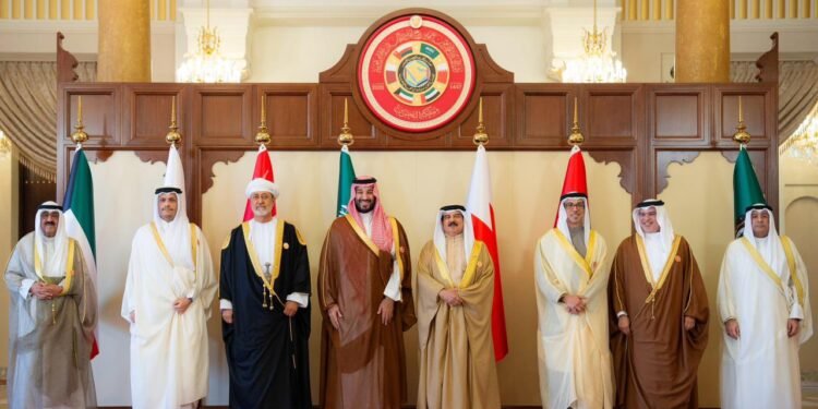 The leaders of  GCC countries and the heads of delegations participating in the 46th Gulf Cooperation Council Summit in Manama, Bahrain.